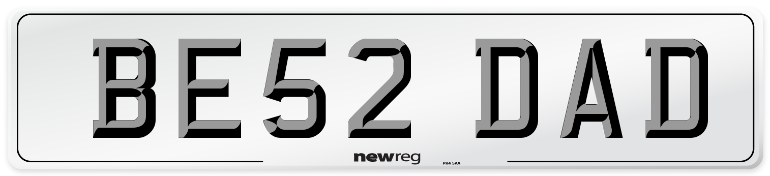 BE52 DAD Number Plate from New Reg